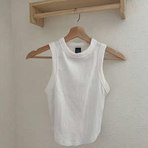 high neck white tank